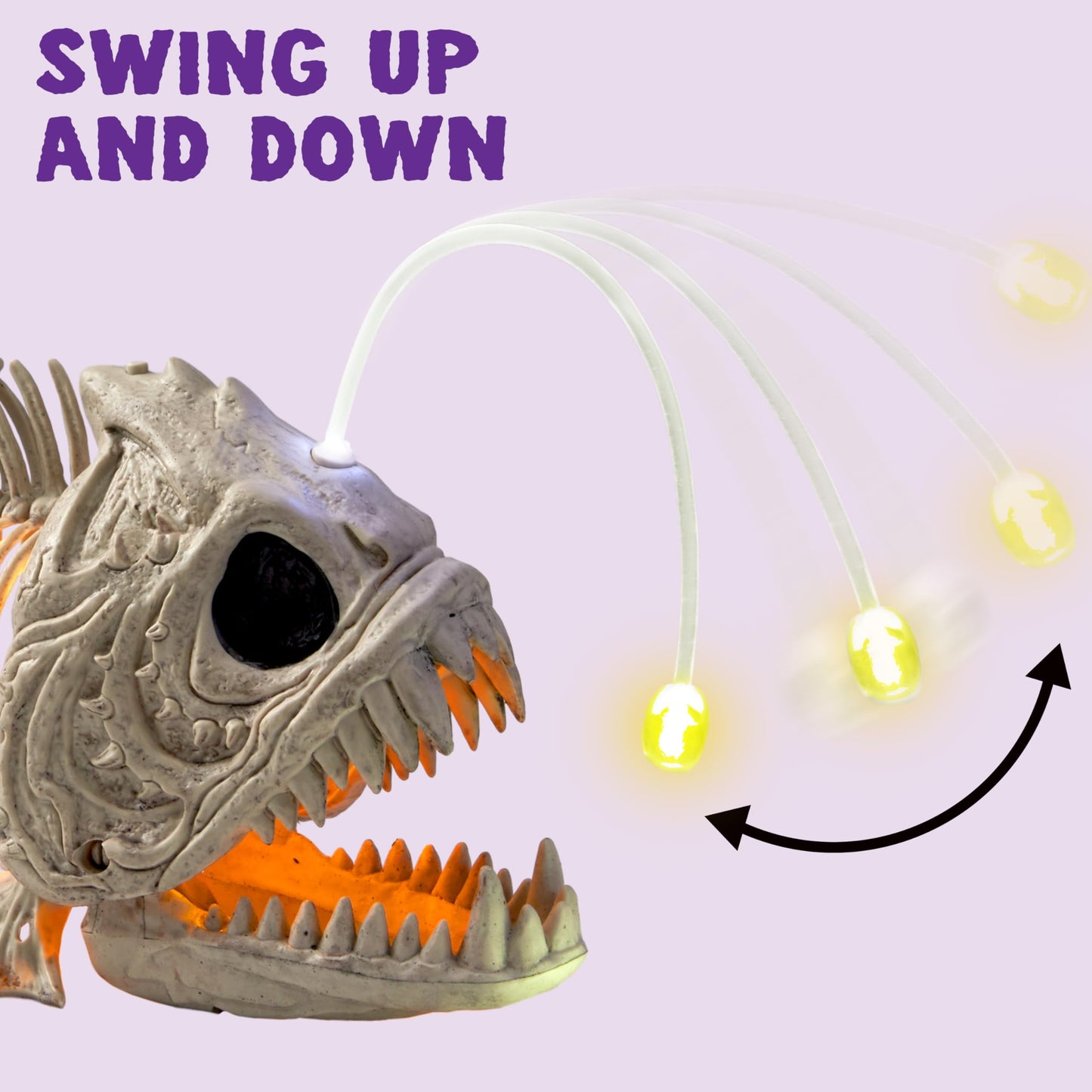 SYNCFUN Halloween Skeleton Fish Skeleton Halloween Decor,Plastic Skeleton with LED Eye for Halloween Decoration Outdoor Haunted House Party