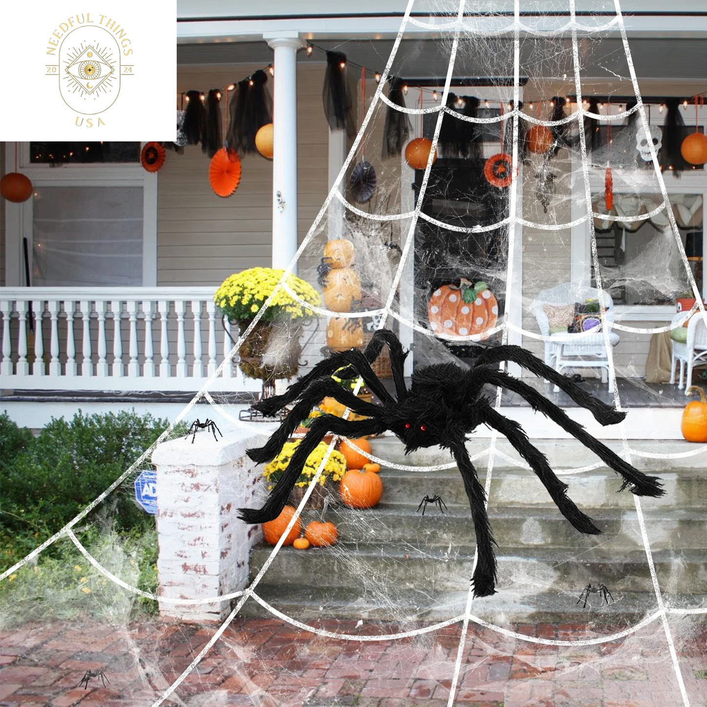 Halloween Spider Decorations, 6 Pcs Realistic Hairy Spiders Set, Scary Spider Props for Indoor, Outdoor and Yard Creepy Decor(50", 35", 30", 20", 12", 12")
