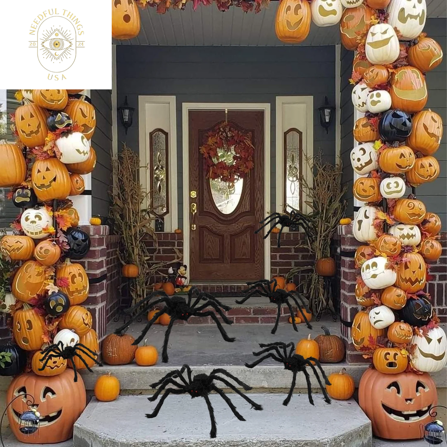 Halloween Spider Decorations, 6 Pcs Realistic Hairy Spiders Set, Scary Spider Props for Indoor, Outdoor and Yard Creepy Decor(50", 35", 30", 20", 12", 12")