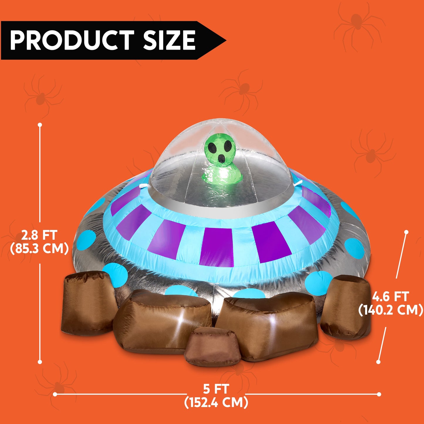 Syncfun 5 FT Halloween Inflatable Crashing UFO Alien Decoration with Built-In Leds,Ufo Halloween Decorations Outdoor Blow up Yard Lawn Decoration