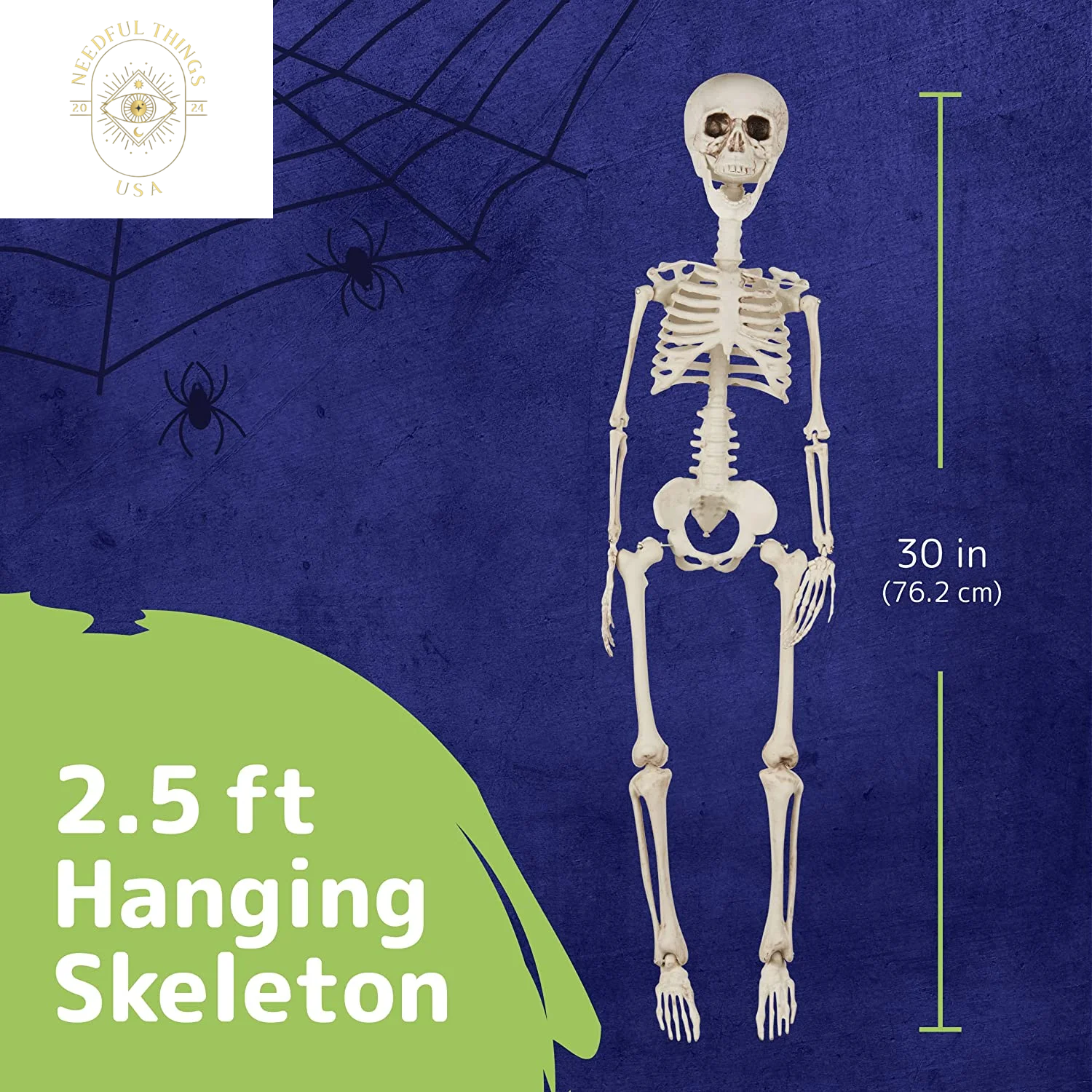 Prextex 30 Inch Halloween Giant Skeleton - Full Body Halloween Skeleton with Movable Joints for Best Halloween Decoration