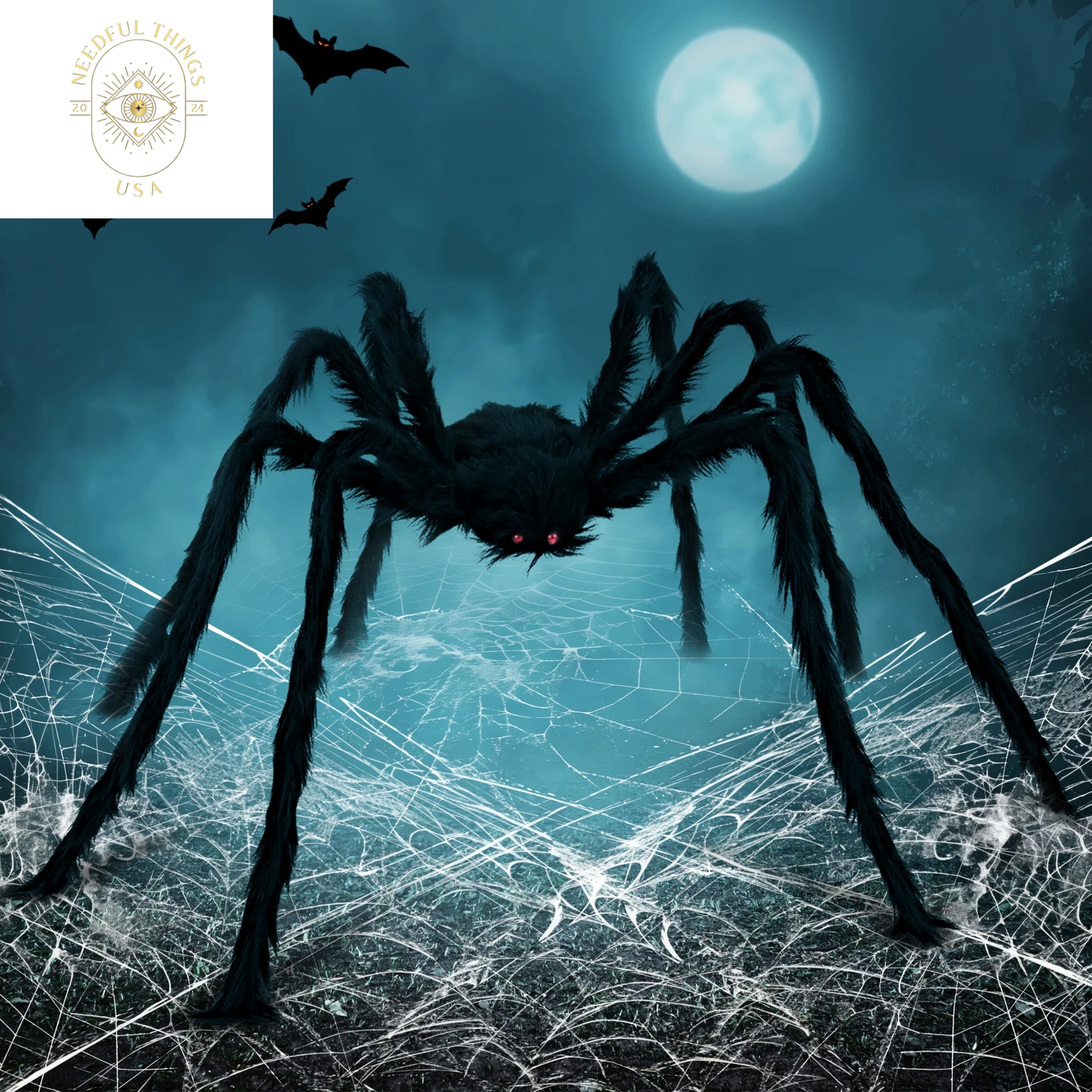 Syncfun 2 Pack 5 FT Giant Spider Halloween Decorations,Scary Spider Halloween Decorations Outdoor Party Decorations Props Halloween Yard Decorations,Black