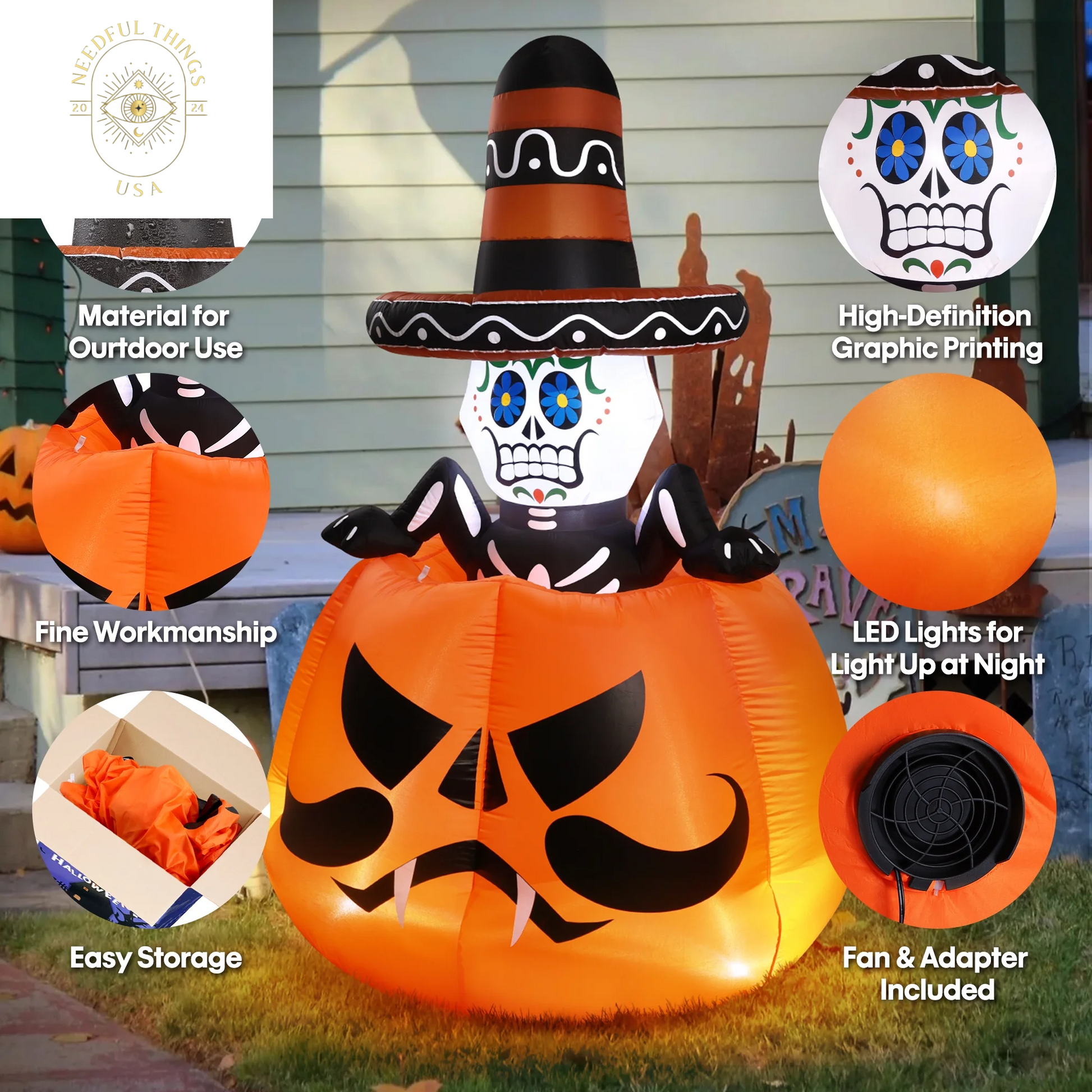 Ayieyill 6FT Halloween Inflatables Pumpkin, Halloween Yard Inflatables Blow up Inflatables for Outdoor Indoor Garden Lawn, Halloween Decorations Outdoor