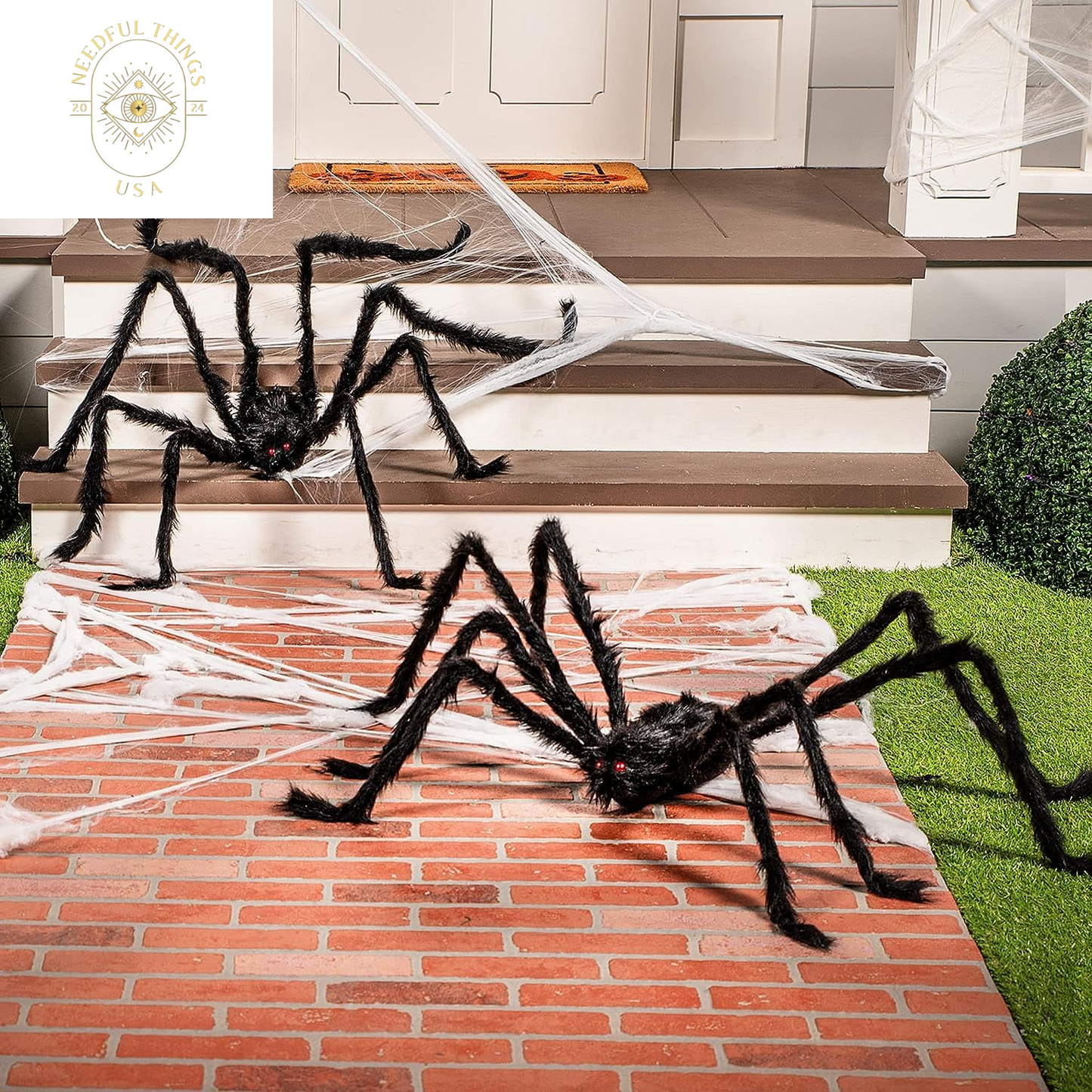 Syncfun 2 Pack 5 FT Giant Spider Halloween Decorations,Scary Spider Halloween Decorations Outdoor Party Decorations Props Halloween Yard Decorations,Black