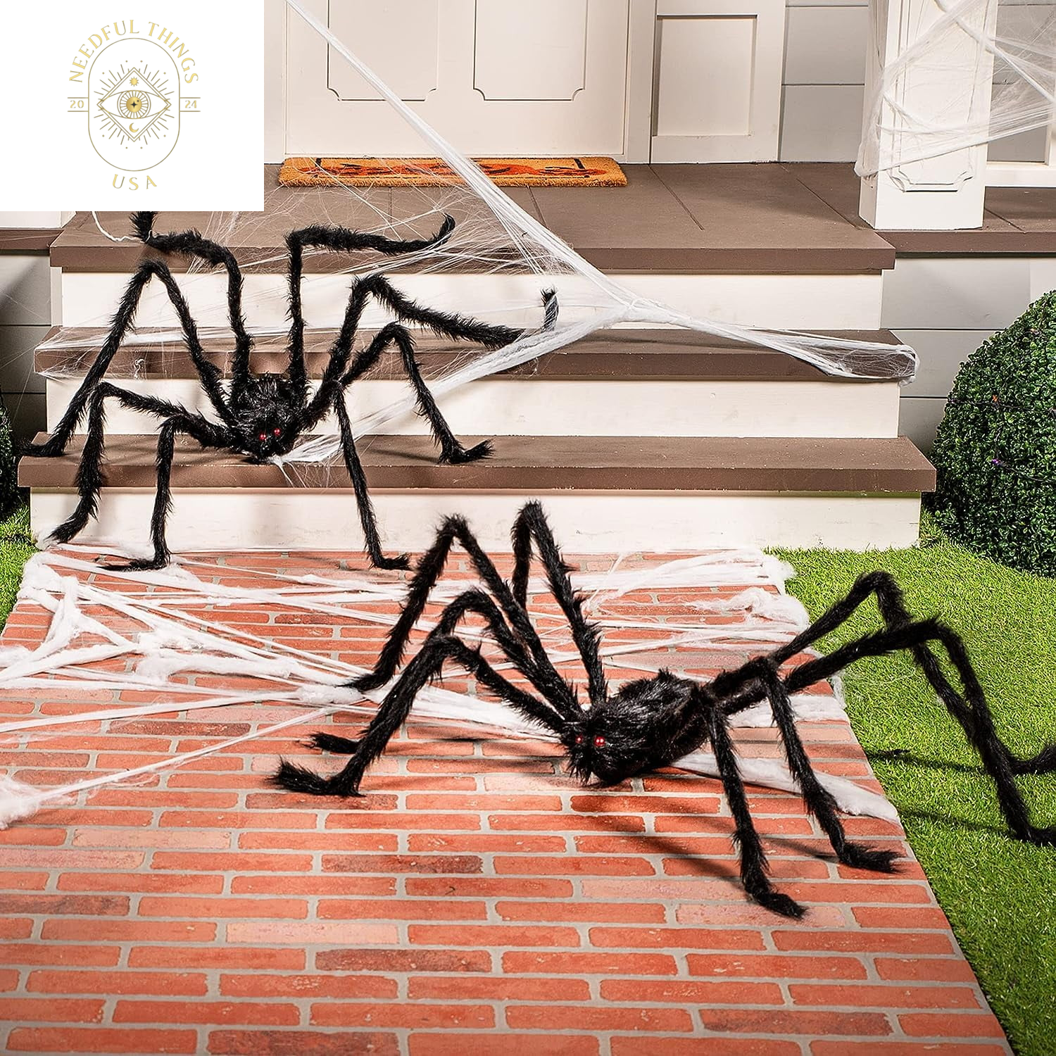 Syncfun 2 Pack 5 FT Giant Spider Halloween Decorations,Scary Spider Halloween Decorations Outdoor Party Decorations Props Halloween Yard Decorations,Black