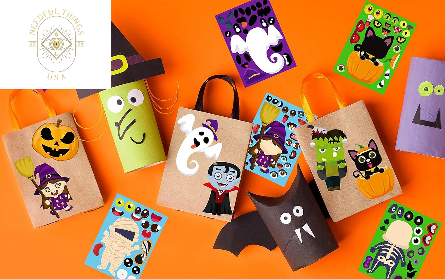 Halloween Stickers for Kids - Make Your Own Halloween Stickers 32PCS Halloween Party Games for Kids Pumpkin Mummie Witche Vampire Ghost Cat Skeleton Frankenstein Stickers Halloween Activities for Kids