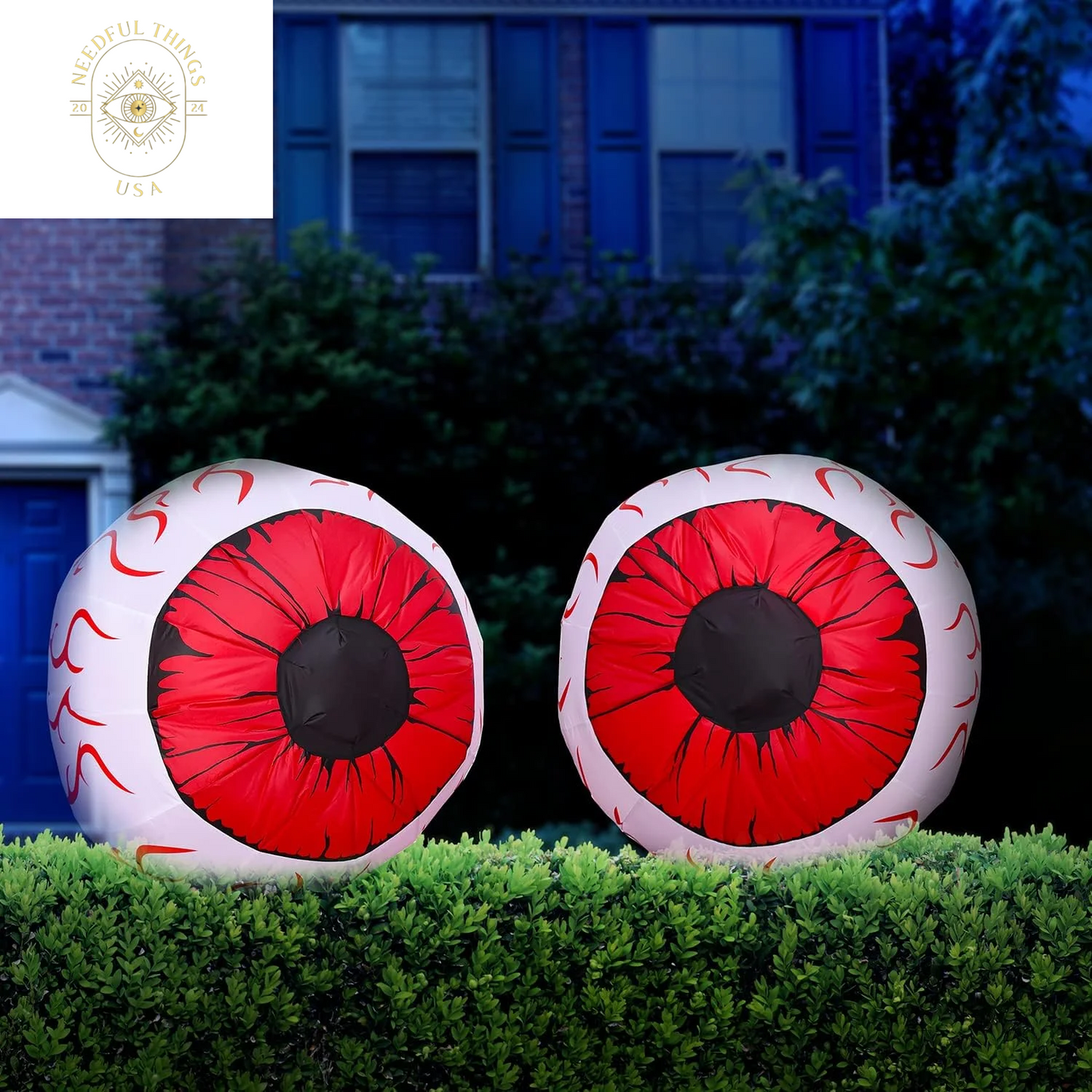 Syncfun 2 Pack Halloween Inflatable Huge Green Eyeballs with Build-In Leds Halloween Blow up Yard Decorations,3 FT Diameter