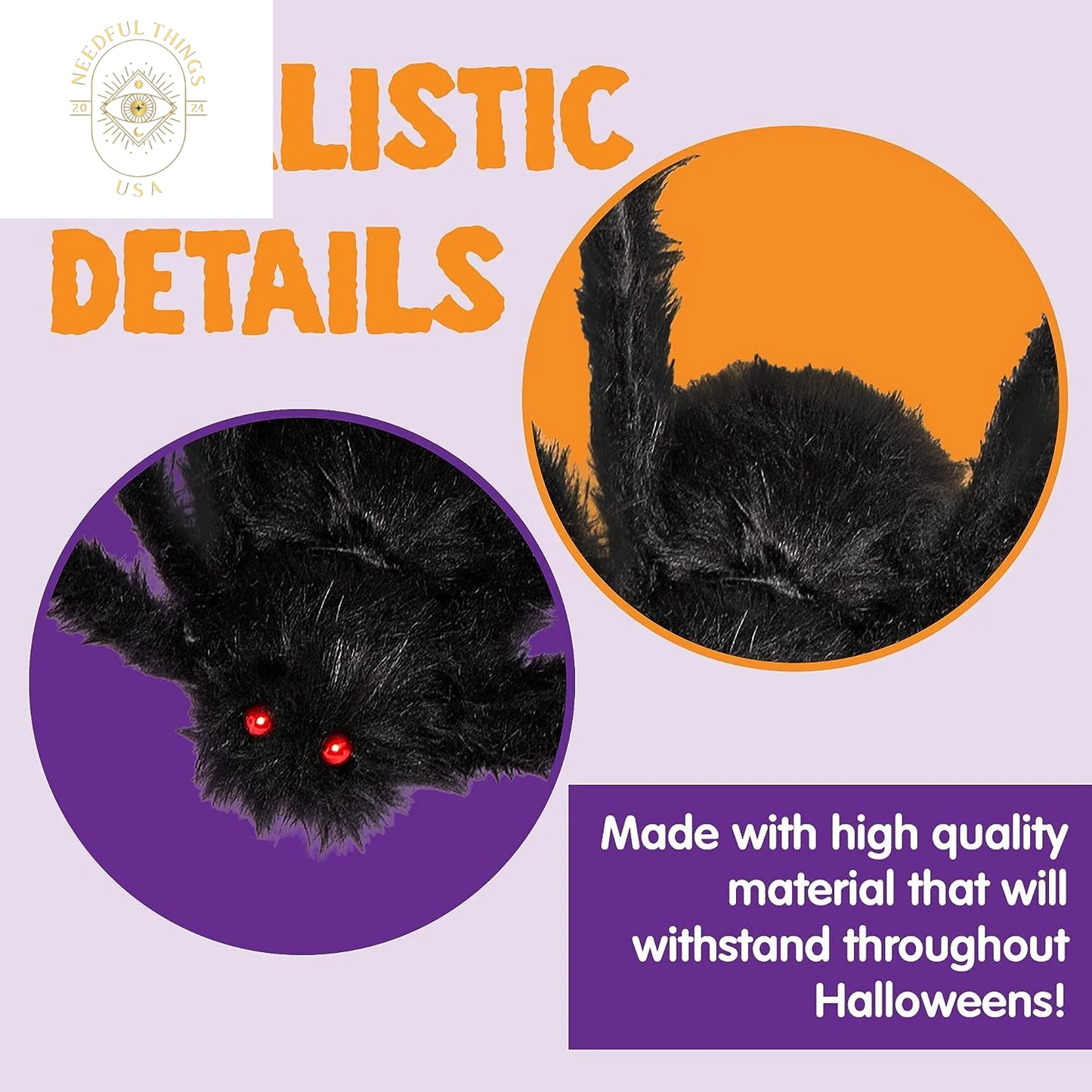 Syncfun 2 Pack 5 FT Giant Spider Halloween Decorations,Scary Spider Halloween Decorations Outdoor Party Decorations Props Halloween Yard Decorations,Black