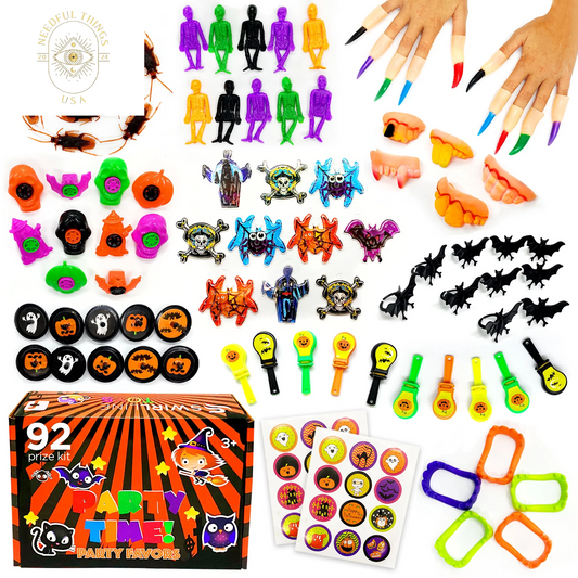 Halloween Party Favors Bulk Toys 92 Pcs Pinata Filler Halloween Toys Trinkets for Kids Classroom Treasure Chest Carnival Prizes