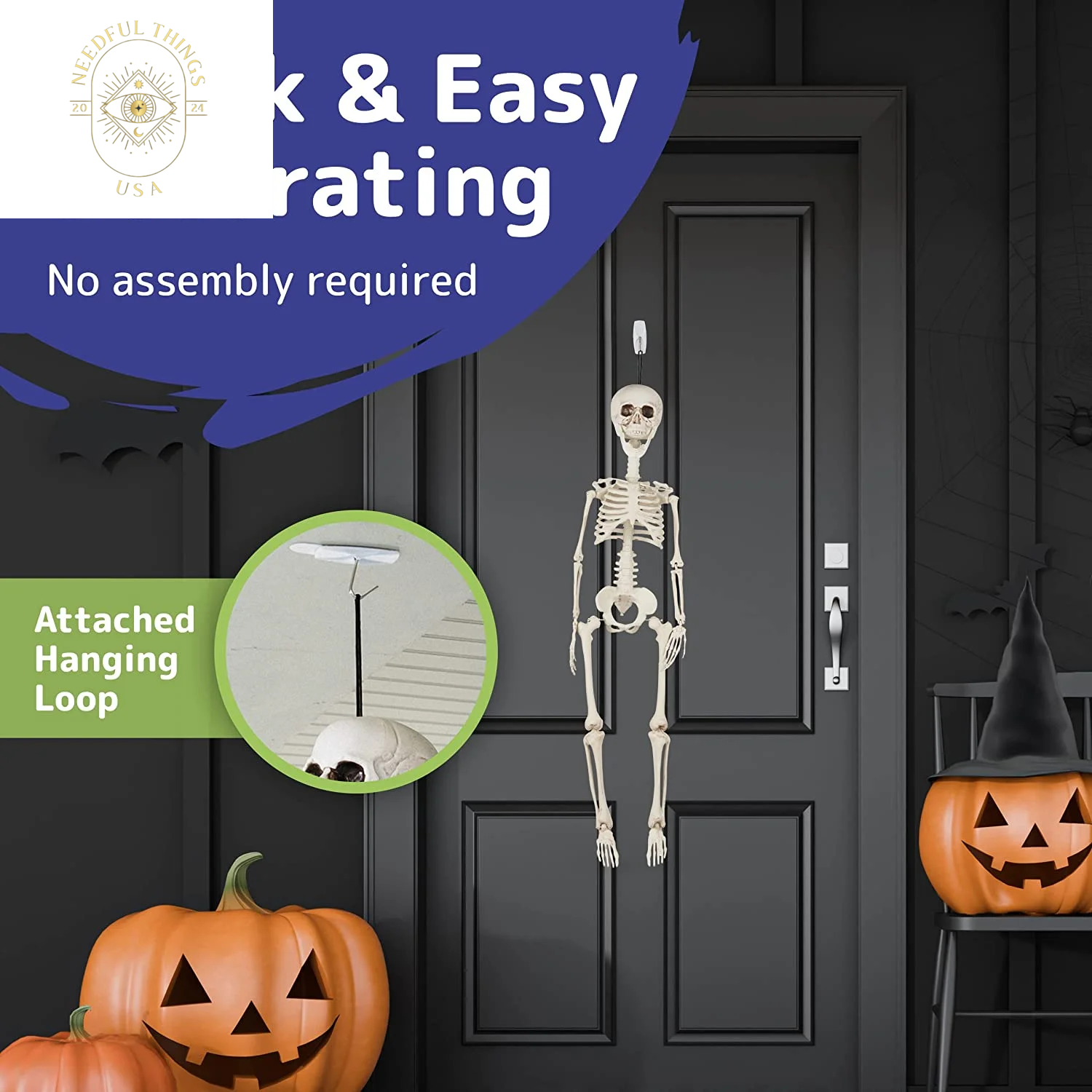 Prextex 30 Inch Halloween Giant Skeleton - Full Body Halloween Skeleton with Movable Joints for Best Halloween Decoration