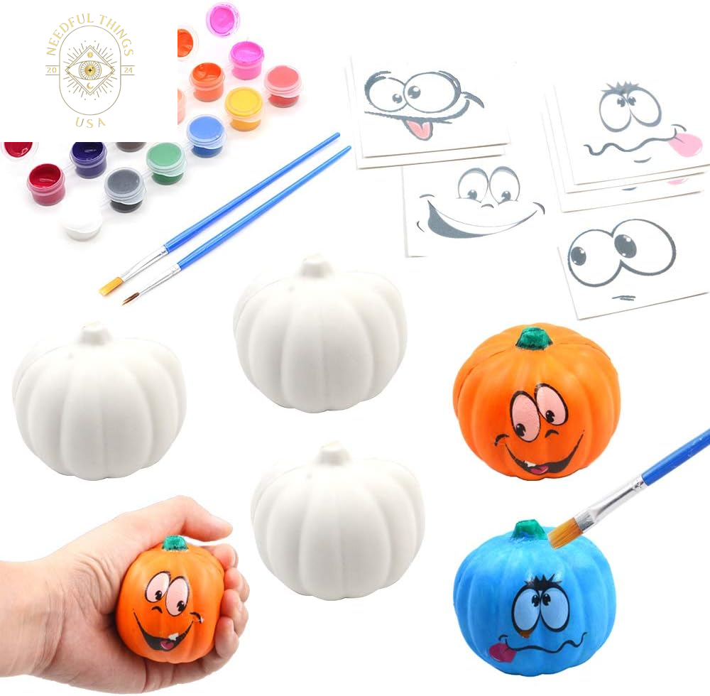 Paint Your Own Squishy Pumpkin 6 Pack - Slow Rising with Decorating Stickers Kids Crafts for Halloween Thanksgiving Party Favors