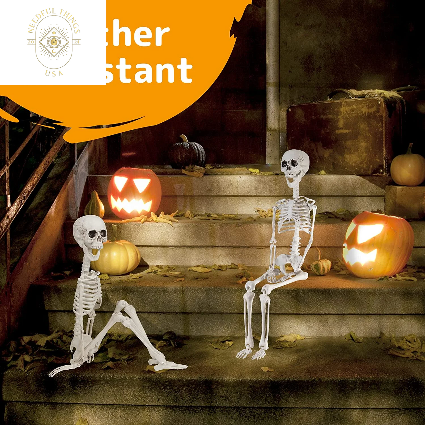 Prextex 30 Inch Halloween Giant Skeleton - Full Body Halloween Skeleton with Movable Joints for Best Halloween Decoration